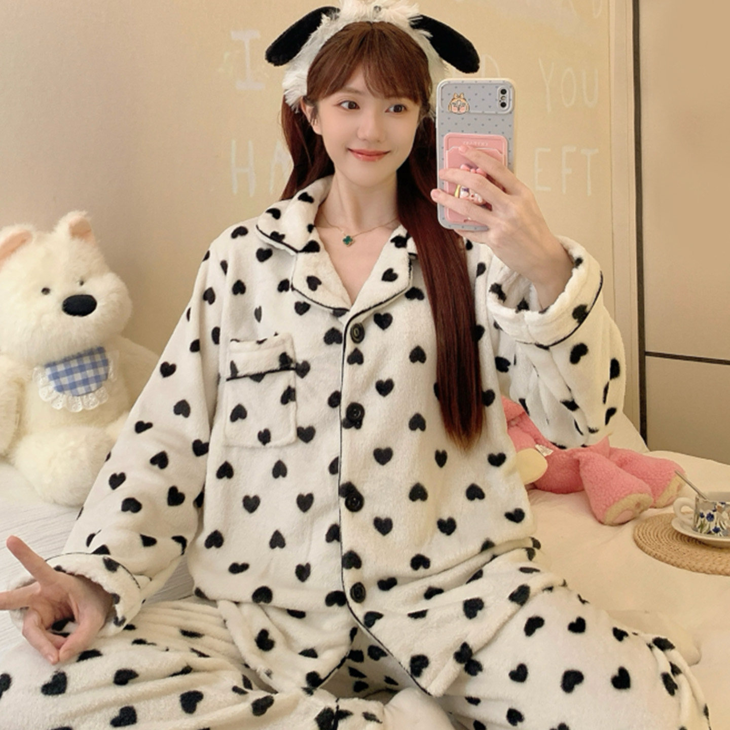 都市丽人法兰绒睡衣女2026新款秋冬季加厚加绒宽松保暖家居服套装 新款女秋实拍商品图