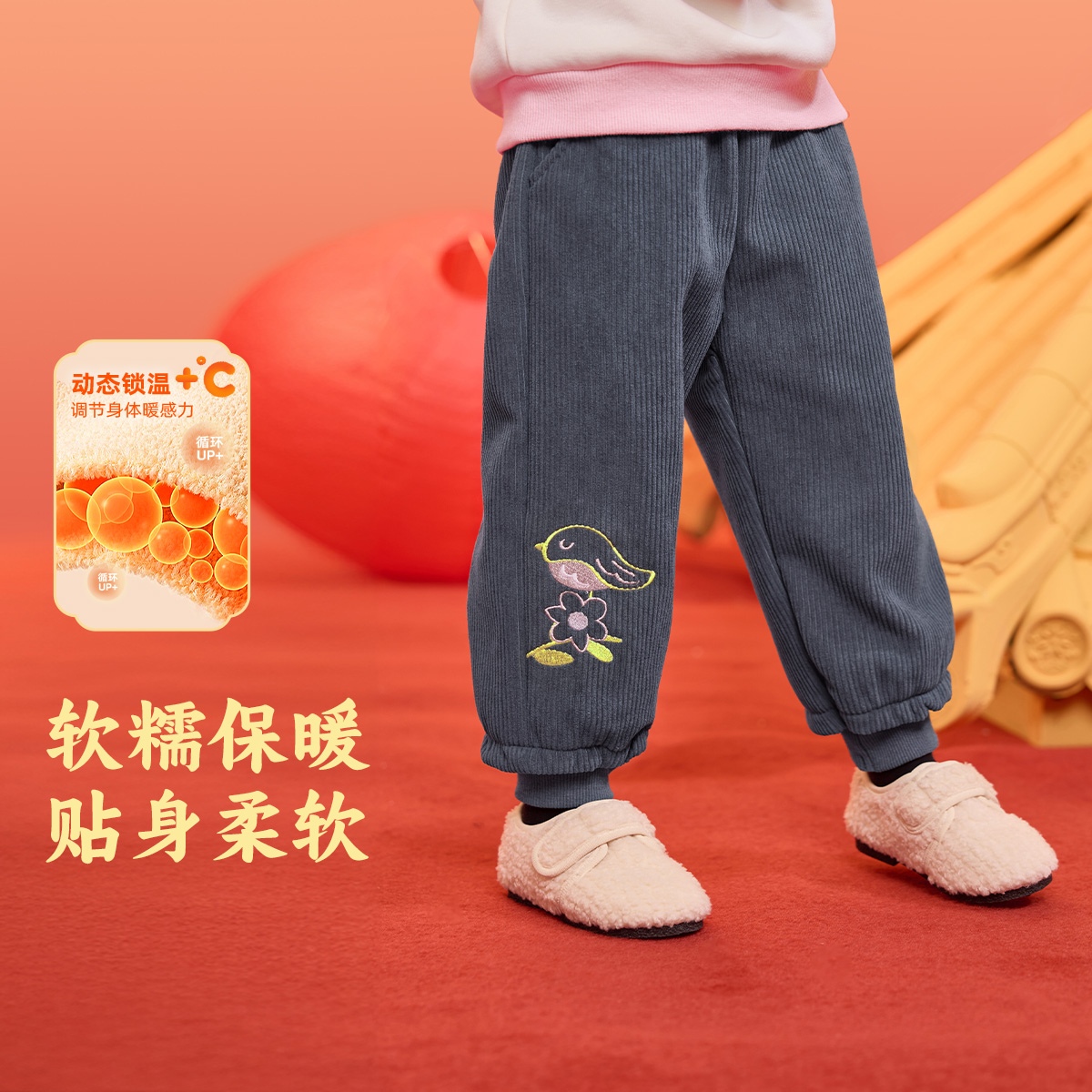 女童裤子冬季加绒宝宝长裤新年婴儿大屁屁裤拜年小童童装儿童冬装