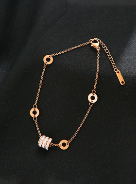 金色镶钻小蛮腰钛钢手链女不掉色豪华网红手饰冷淡风小众饰品批发