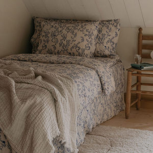 瑞典直邮Garbo and friends床笠床裙紫罗兰蓝梦花园纯棉25年新款