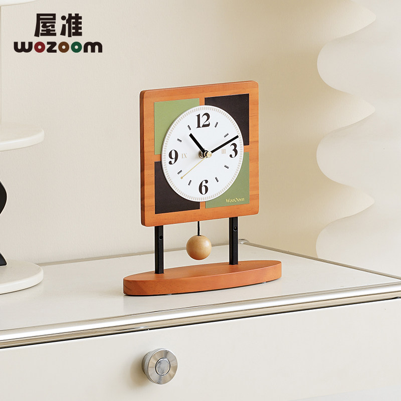 WOZOOM屋准桌面创意时钟摆件玄关摆台式座钟电视柜装饰品艺术钟表,淘宝优惠券,粉丝福利购,淘宝优惠卷