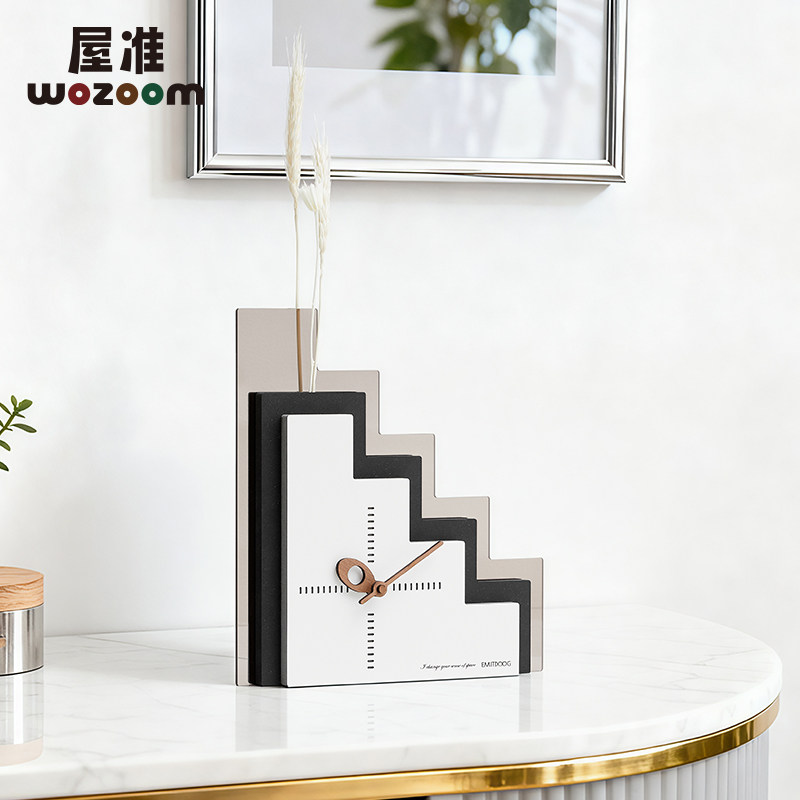 WOZOOM屋准北欧轻奢创意时钟入户玄关摆台式钟表客厅电视柜装饰品,淘宝优惠券,粉丝福利购,淘宝优惠卷