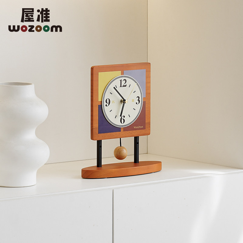 WOZOOM屋准桌面创意时钟摆件玄关摆台式座钟电视柜装饰品艺术钟表,淘宝优惠券,粉丝福利购,淘宝优惠卷