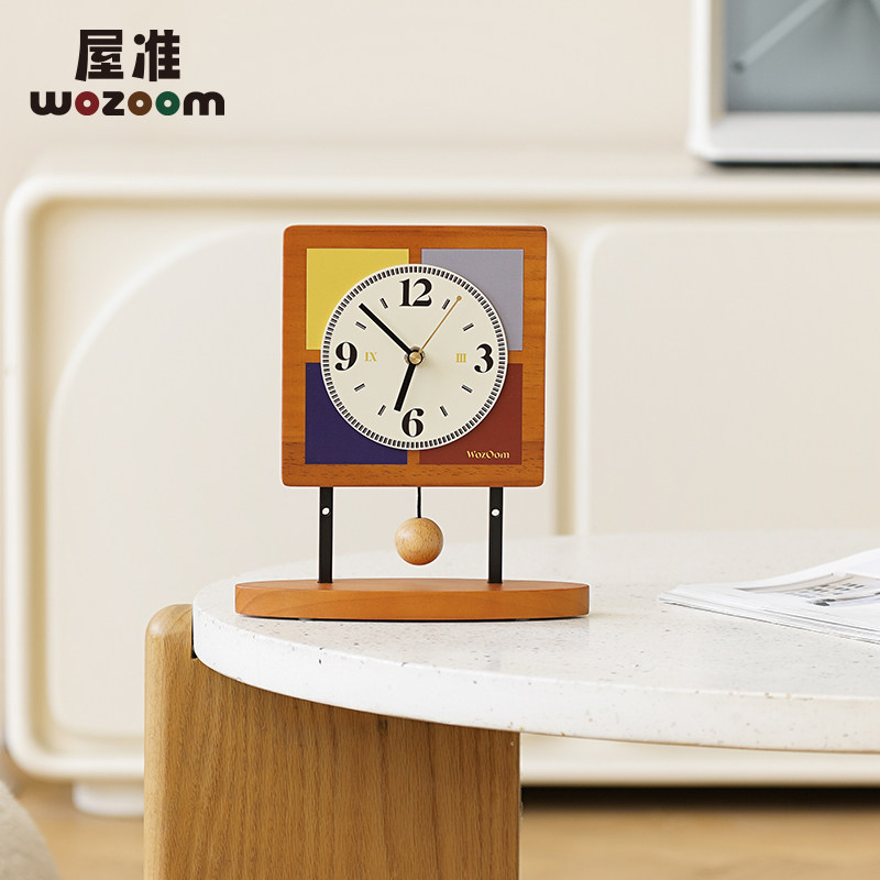 WOZOOM屋准桌面创意时钟摆件玄关摆台式座钟电视柜装饰品艺术钟表,淘宝优惠券,粉丝福利购,淘宝优惠卷