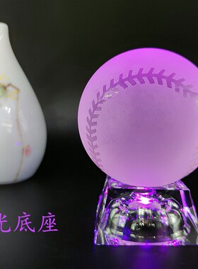 水晶棒球垒球发光座摆件礼品工艺品球赛纪L念送同学同事男朋友纪