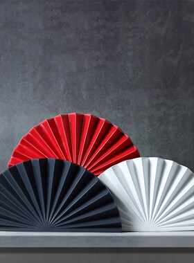 创意折纸扇形陶瓷摆件r玄关酒柜电视柜展示柜书柜装饰品工艺品