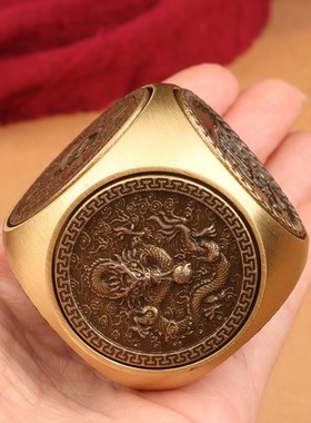 快速发货纯黄铜六面转手把件招财进宝G百福转转可以办公室小摆件