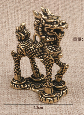 快速发货黄铜麒麟桌面摆件复古创意小号纯铜麒麟R一对装书房客厅