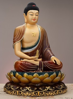 快速发货台湾纯铜药师佛阿弥陀佛C像释迦牟尼佛彩绘三宝佛佛像如