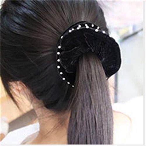 送小礼物黑色职业带钻绒布发圈员工盘发大号头花简约扎马尾发,淘宝优惠券,粉丝福利购,淘宝优惠卷