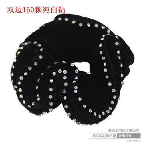 送小礼物黑色职业带钻绒布发圈员工盘发大号头花简约扎马尾发,淘宝优惠券,粉丝福利购,淘宝优惠卷