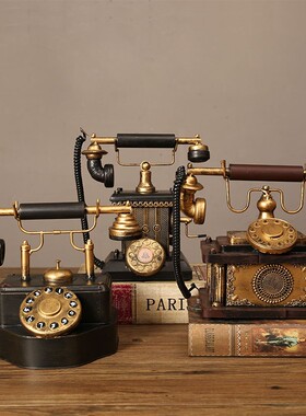 复古电话机桌f面小摆件客厅办公室轻奢风酒柜家居装饰品拍照道具