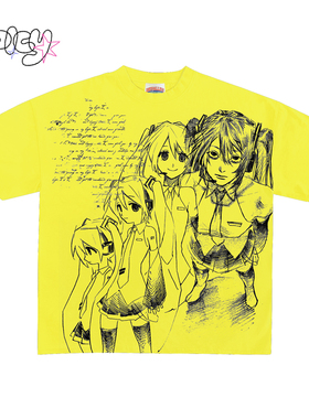 Non standard 亚文化街头风初音少女动漫风短袖T恤虚拟美学嬉皮