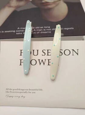 简约蓝色椭圆发夹女糖果色边夹女