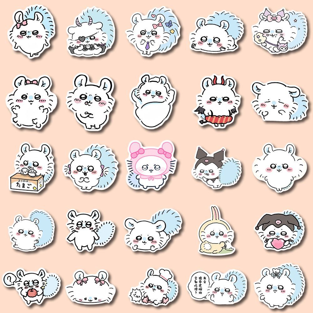 108张小飞鼠chiikawa莫莫咖贴纸可爱卡通防水手机壳平板自粘贴纸 - 图3