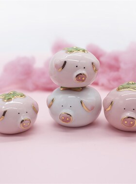 猪柿顺利吉祥寓意可爱猪猪摆件日式汽车摆件家居T装饰品情侣礼物