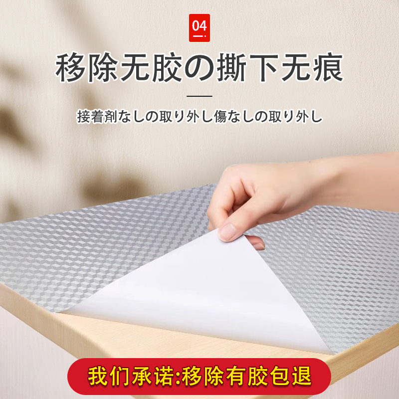 厨房防油贴纸防火耐高温灶台台面防水加厚橱柜柜子锡箔自粘墙贴纸 - 图2