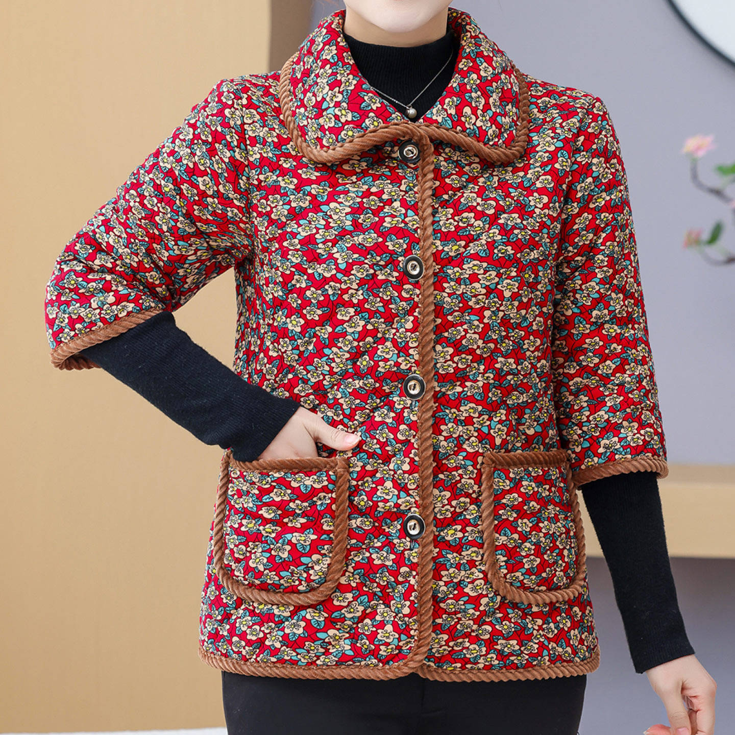 冬季新款时尚百搭加绒加厚半袖马甲女士中老年妈妈装保暖中袖棉服,淘宝优惠券,粉丝福利购,淘宝优惠卷