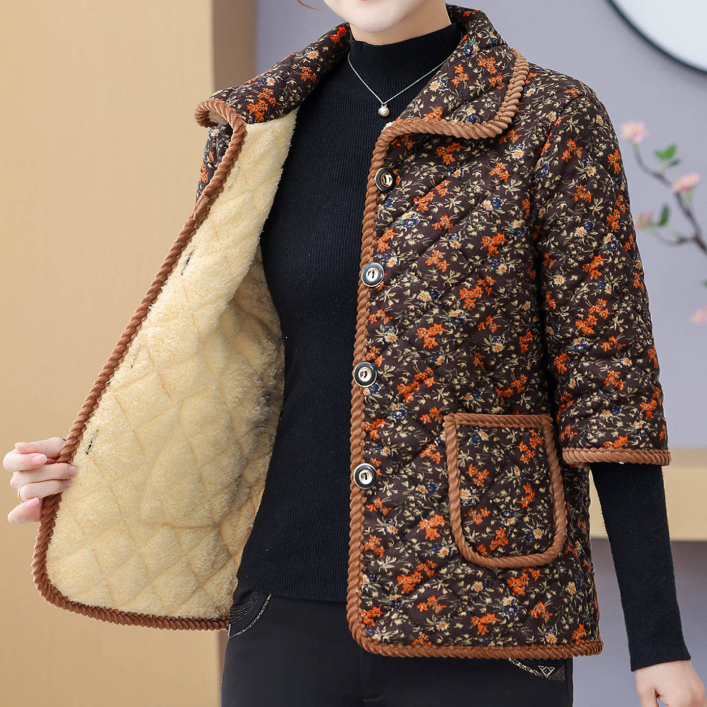 冬季新款时尚百搭加绒加厚半袖马甲女士中老年妈妈装保暖中袖棉服,淘宝优惠券,粉丝福利购,淘宝优惠卷