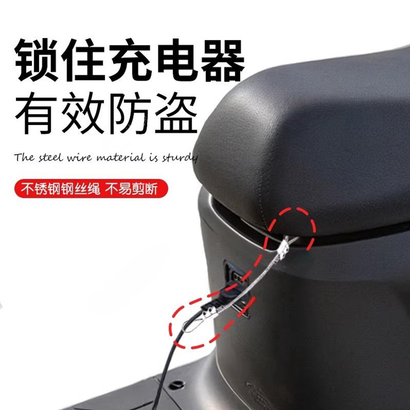 电动车充电器防盗神器充电器铁质钩锁绳防偷电瓶车户外充电保护,淘宝优惠券,粉丝福利购,淘宝优惠卷