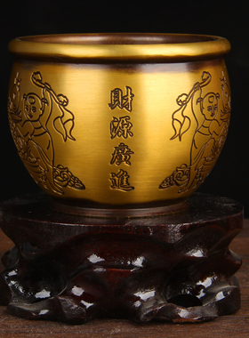 实心铜缸a摆件 铜鱼缸摆件 铜聚宝盆缸摆件 铜 工艺品 家居 摆件