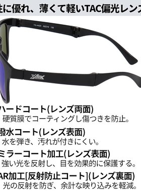 日本直邮XOOX 偏光太阳镜紧凑型折叠灰色/蓝色镜面镜片