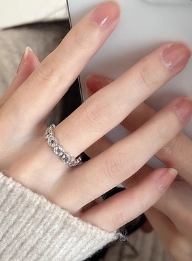 中古风轻奢精致高级镂空铜钱戒指女小众设计开口可调节时尚食指环