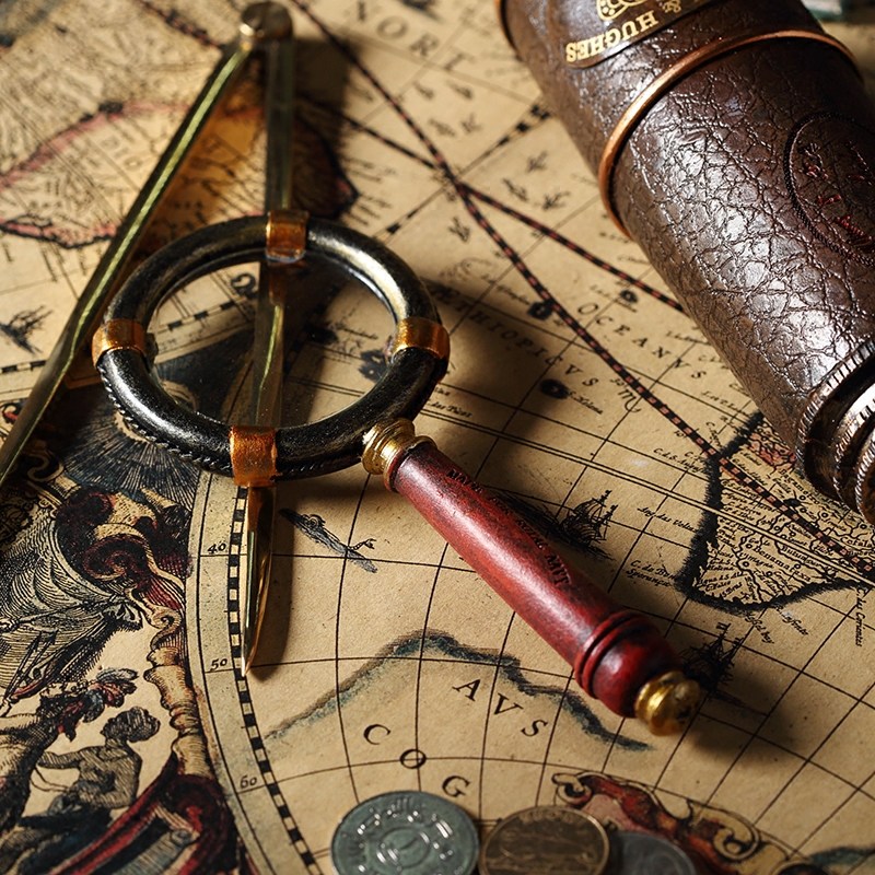 美式复古怀旧创意装饰品客厅w样板房酒柜橱窗搁板陈列摆件望远镜,淘宝优惠券,粉丝福利购,淘宝优惠卷