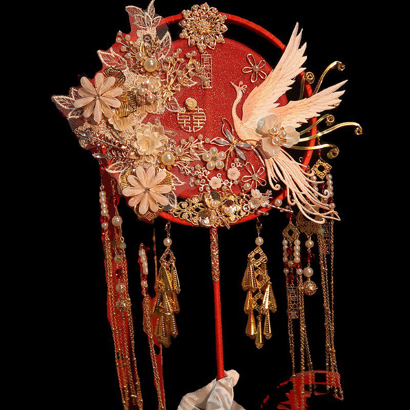 中式团扇diy材料包成品新w娘结婚出嫁龙凤秀禾服手捧花束双面双圈,淘宝优惠券,粉丝福利购,淘宝优惠卷