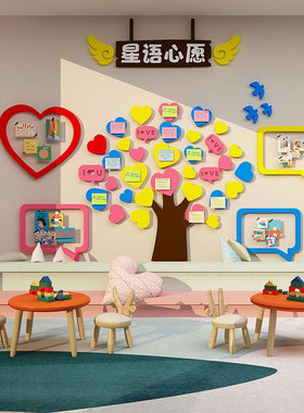幼儿园班级d环创主题教室布置装饰文化创意心愿墙面许愿树留言布