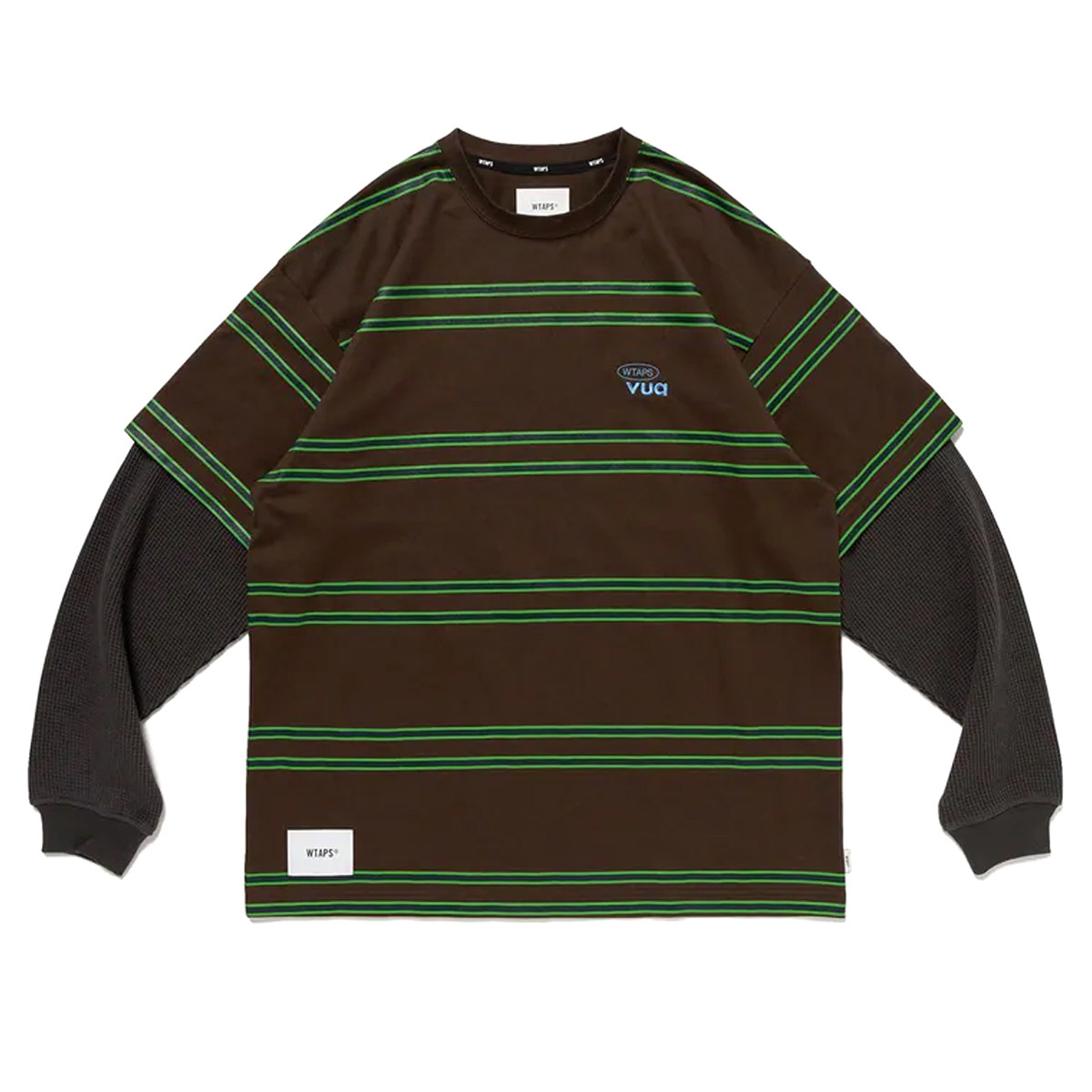 现货 WTAPS SLDR 02 / LS / COTTON 假两件条纹休闲长袖T恤 25AW - 图3