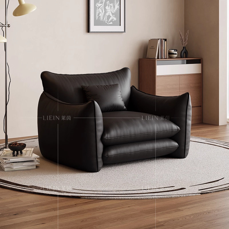 意式极简头层牛真皮沙发椅单人位客厅小户型皮艺沙发简约现代家用,淘宝优惠券,粉丝福利购,淘宝优惠卷