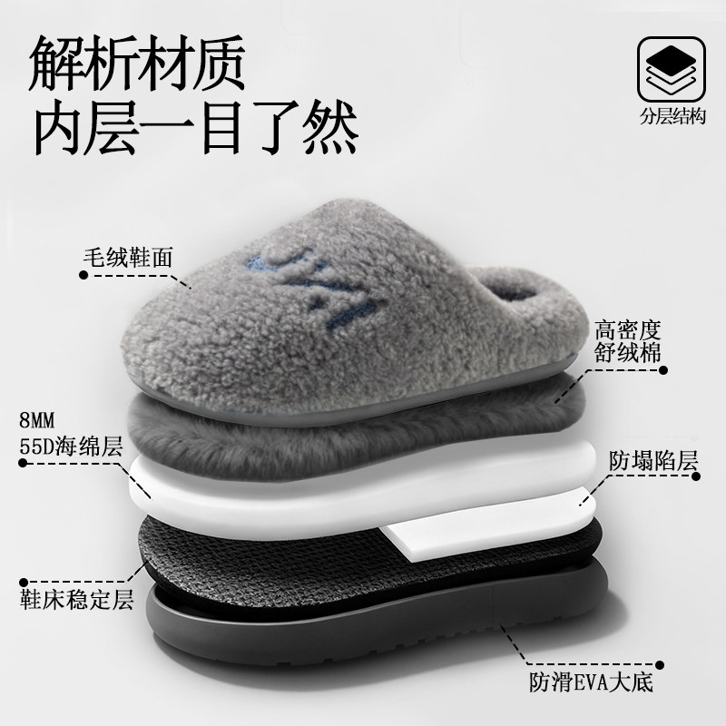 朴西棉拖鞋男款2025新款秋冬季家居室内毛绒防滑保暖时尚洋气棉拖,淘宝优惠券,粉丝福利购,淘宝优惠卷