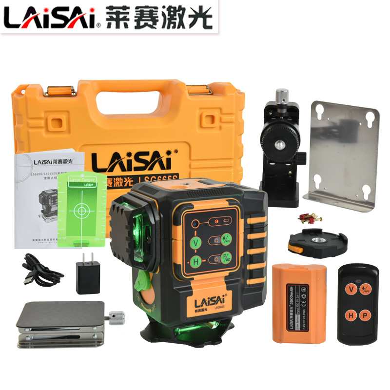 6E3X12线水平仪贴地贴墙仪带遥控蓝绿光LSG6652高精度6毫米抹 - 图2