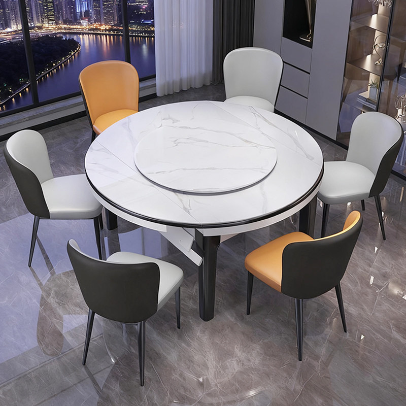 岩板餐桌轻奢伸缩可变圆桌饭桌子客厅小户型家用2026款轻奢高级感,淘宝优惠券,粉丝福利购,淘宝优惠卷