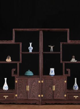 鸡翅木小博古g架实木中式多宝阁摆件架子玄关柜茶叶柜展示柜置物