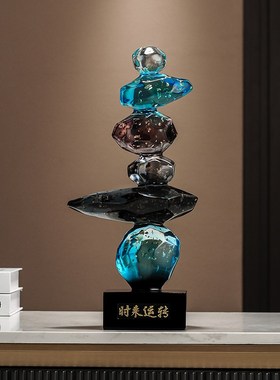 金箔水晶时e来运转摆件酒柜电视柜装饰客厅玄关办公室乔迁新居礼