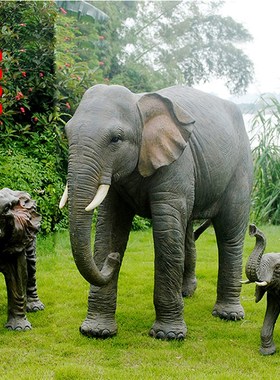仿真大象玻璃钢大型动物雕塑楼盘园林庭院子园林落地Y景观装饰摆