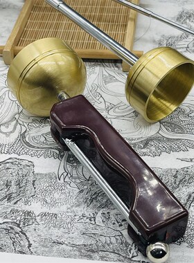 纯铜引庆引磬自动可伸缩引罄铜磬佛F堂用具品助念法器叮铛敲铃摆