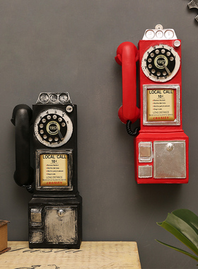 欧式复古电话机摆件怀旧仿真模型公用F座机老式创意咖啡厅客厅装