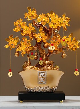 聚宝盆招财摆件摇钱发财树入户玄关进入门口客厅乔迁新居礼物饰品