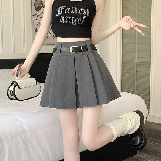 2025 jupe jupe plissée Summer Shim Shim Jupe plissée de style collégial petite taille haute jupe courte lj