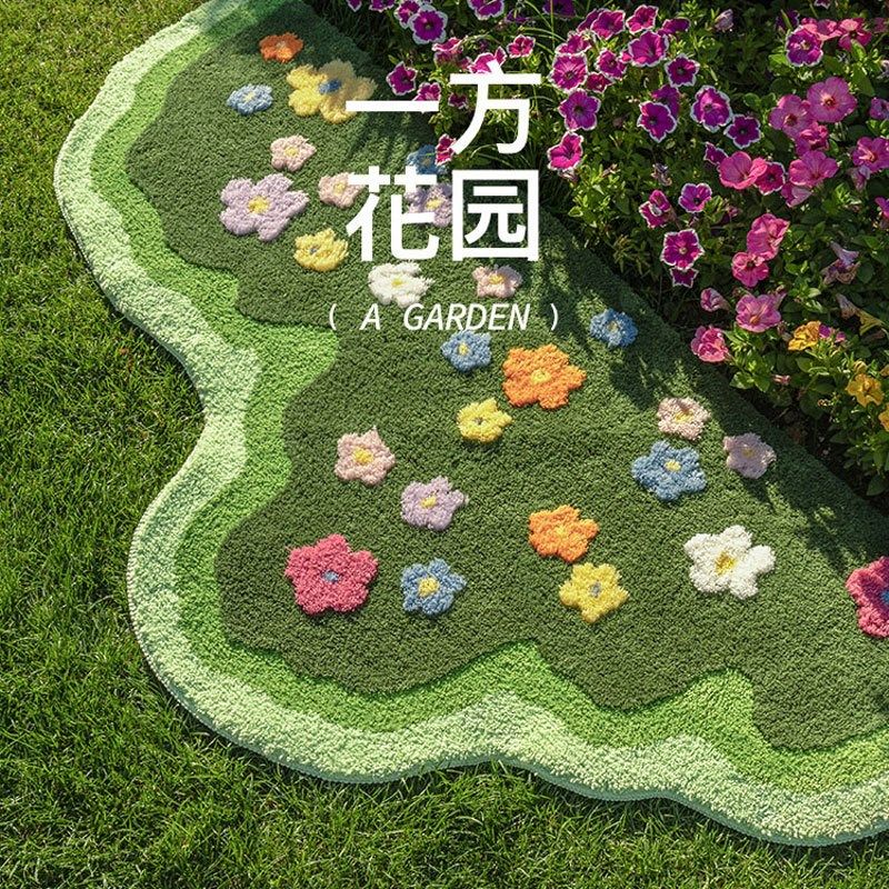 小清新植物花卉地毯隔凉防滑卧室床边地毯耐脏吸T水植绒客厅沙发,淘宝优惠券,粉丝福利购,淘宝优惠卷