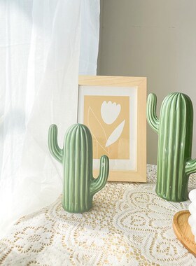 仙人掌陶瓷ins风植物组合家x居少女摆件桌面饰品装饰仿真盆栽客厅