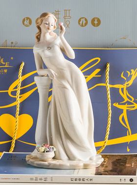 欧式田园家居装饰品西洋女人物陶瓷客厅I卧室酒柜玄关摆件结婚礼