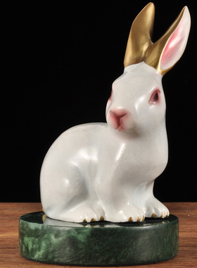 彩铜福兔摆件生肖兔中式摆设家居客厅电视柜装饰V品乔迁开业礼品