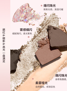 【赠刷子】蜜束十色繁花似锦眼影可盐可甜细腻微闪腮红高光一体盘