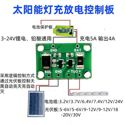 路灯控制器电路板维修光伏板3-40V太阳能控制控天黑自动亮 - 图3