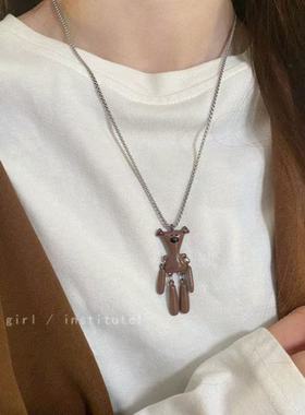 秋冬咖色泰迪小熊项链