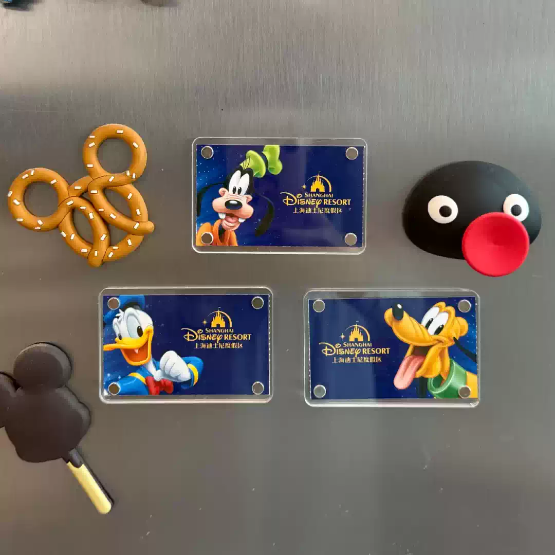 游乐场门票冰箱贴透明3寸亚克力拍立得磁吸相框diy展示小卡冰箱贴 - 图0